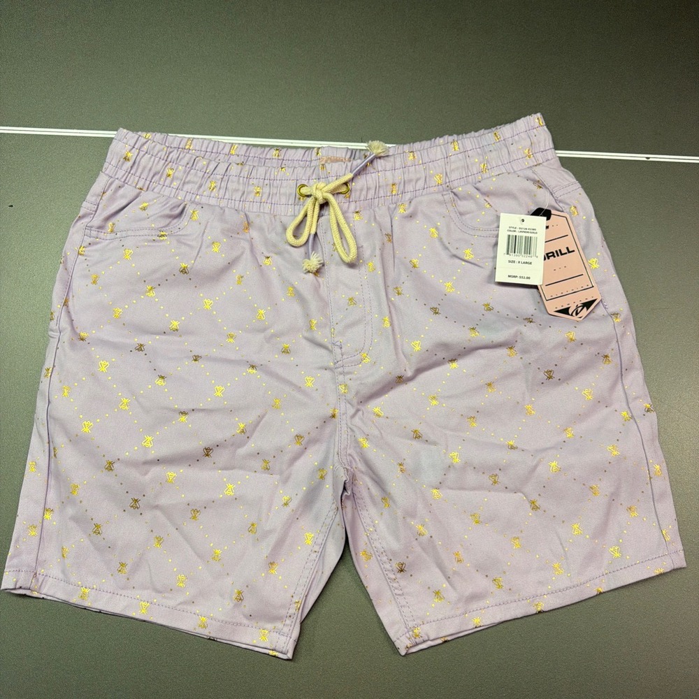 Drill Clothing Company Men's X-Large Lavender and Gold Bee Print Shorts NWT